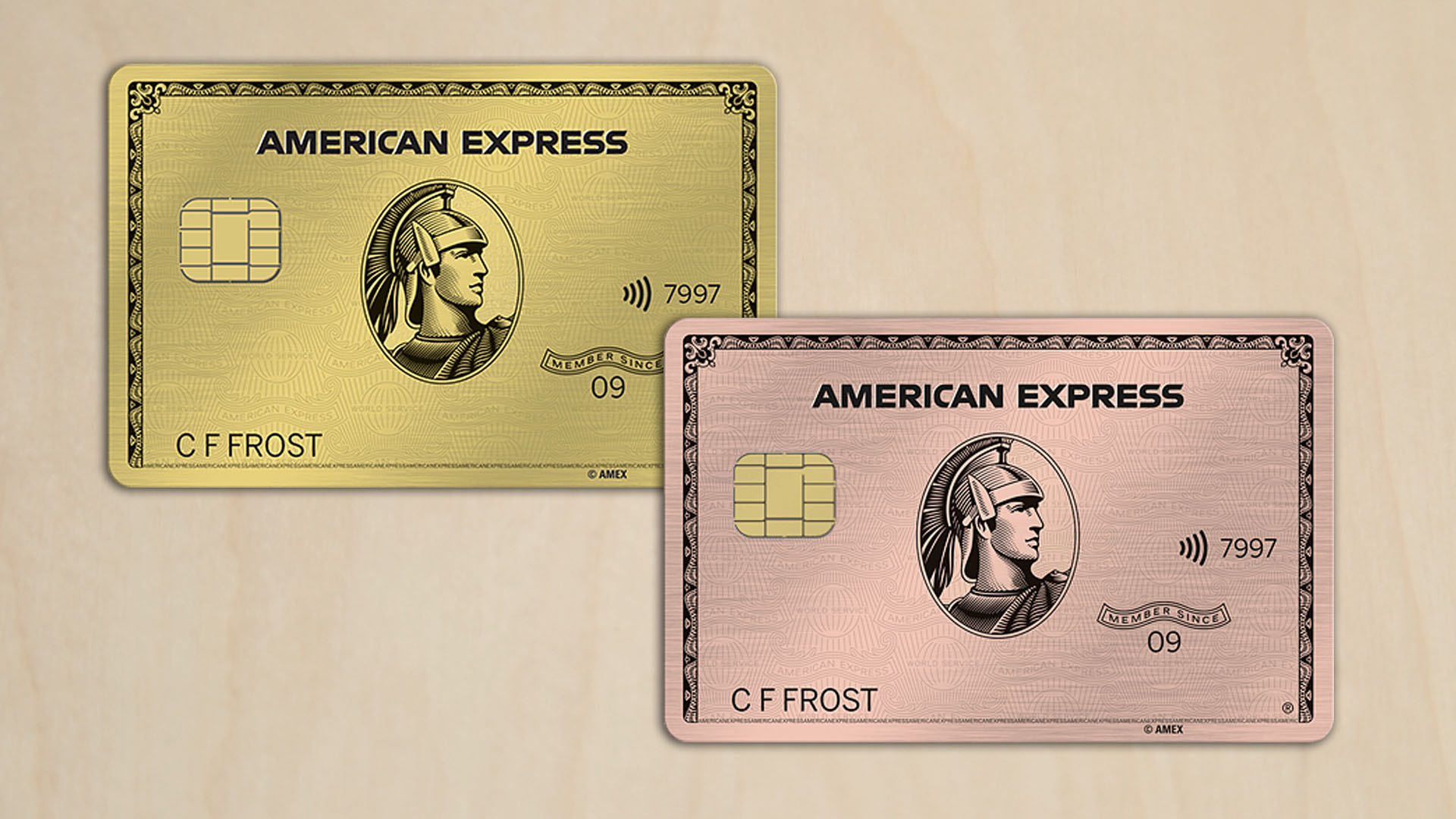 Amex Gold and Rose Gold designs